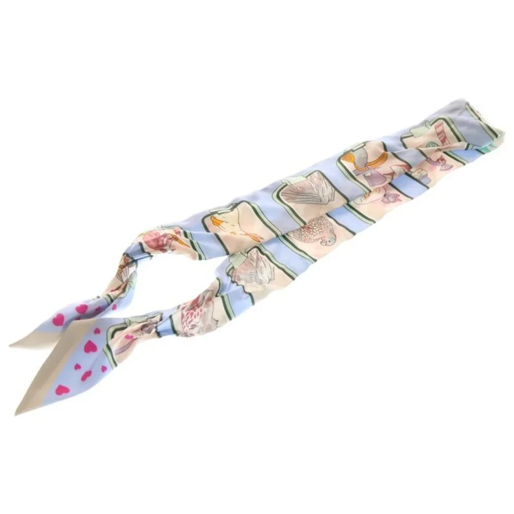 Hermes Twilly Story Silk Scarf Blue Multi Blue-multi - Picture 5 of 6